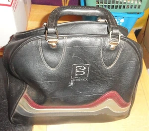 Vintage BRUNSWICK Retro Bowling Bag WIRE BALL Rack schwarz rot weiß und grau - Bild 1 von 4