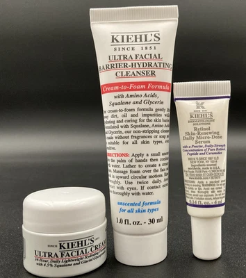 3 PC Kiehl’s Ultra Facial Barrier-Hydrating Cleanser-Serum-Ultra Facial Cream - Image 1 of 4