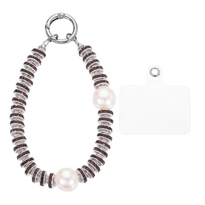 Beaded Phone Wrist Strap, Phone Lanyard with Tether Tab, Purple - Zdjęcie 1 z 7