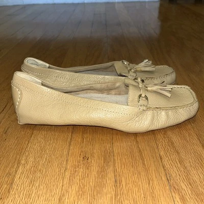 Liz Claiborne Womens 9.5 M Leather Slip On Loafers Tan With Tassels - Image 1 of 4