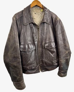Vintage 40er-50er Jahre Montgomery Windward Ward Bomber Lederjacke Herren Gr. 14 passt XL - Bild 1 von 18