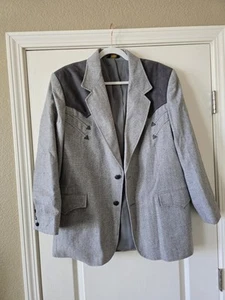 Men's 44 Pioneer Wear Blazer Western Jacket Rockabilly Sport Coat Polyester USA - Picture 1 of 11