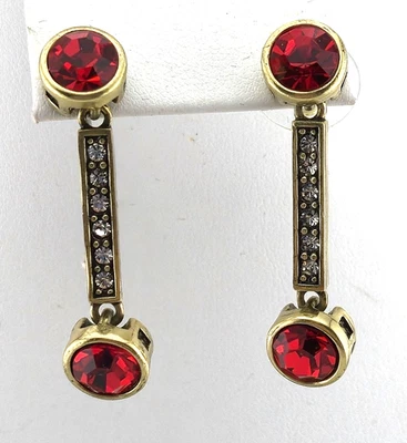 Heidi Daus An Affair to Remember Crystal Bar Drop Earrings-Pierced-Red #50 - Image 1 of 4