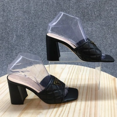 Guess Sandals Womens 8 M Gelina Mule Slides Black Faux Leather Heels Casual NEW - Image 1 of 4