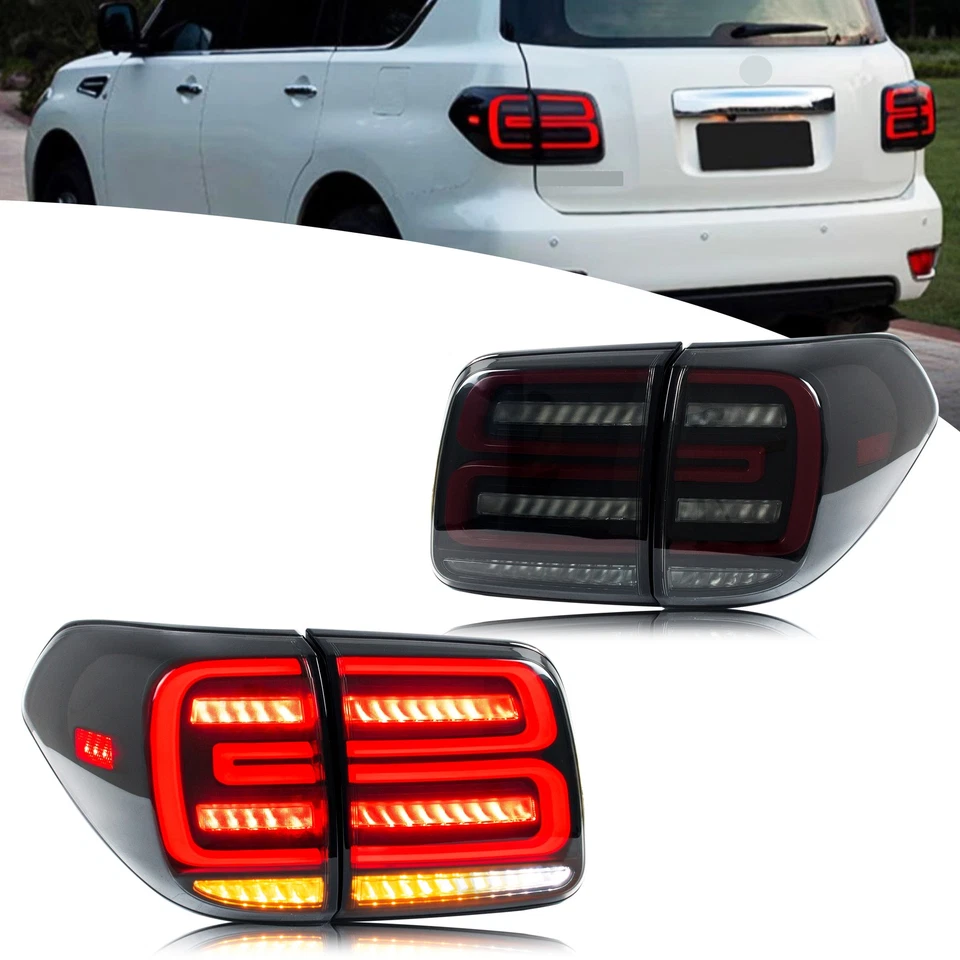 Conjunto de luces traseras LED negras secuenciales para Nissan Armada 2017-2020 Foto 1 de 4