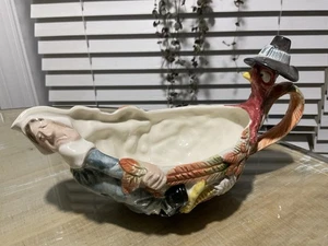 De colección Fitz and Floyd Acción de Gracias Gravy Boat Turquía Peregrino 1990 - Imagen 1 de 5