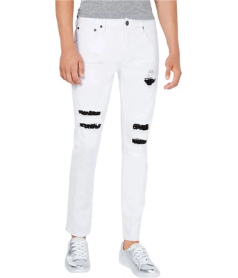 I.N.C Mens Studded Repair Skinny Fit Jeans, white, 32W x 32L - Image 1 of 2