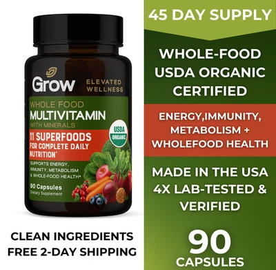 Grow Vitamin, RAW One, Once Daily Multivitamin For Men, 90 Vegetarian Capsules - Image 1 of 4