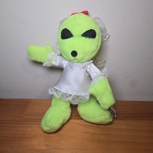 Peluche vintage Nanco Believe the Green Alien Bride verde imbottito 8 pollici - Foto 1 di 4