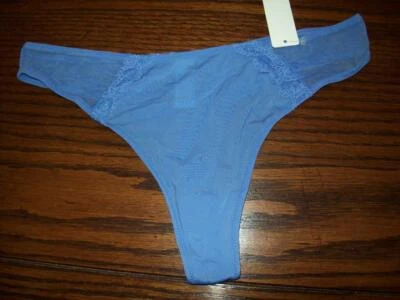 NUEVO CON ETIQUETAS DKNY NYLON Y ENCAJE TANGA BRAGAS PERIWINKLE 476085 DJQ M Foto 1 de 2