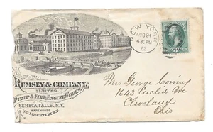 Cubierta de Sobre Publicidad De Colección RUMSEY & CO BOMBA BOMB MOTOR DE BOMBEROS Seneca Falls NY - Imagen 1 de 1