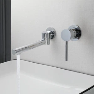180°Swivel Bathroom Faucet Chrome 2 Holes 1 Handle Mixer Wall Mounted Vanity Tap - Picture 1 of 10