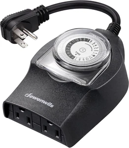 Mechanical Light Timer for Outdoor Lighting, 24-Hour Plug in Timer - Picture 1 of 12