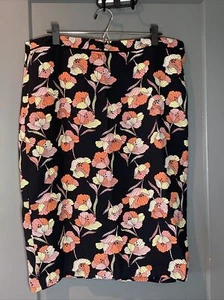 Floral Print Midi Skirt Womens Plus size 16 Black Pink Who What Wear - Picture 1 of 7