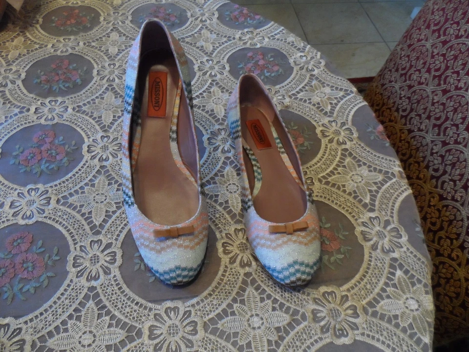 Nuevo Missoni Multicolor Zig Zag Patrón Crotchet Tejido Ballet Talla Plana 39.5B Foto 1 de 4