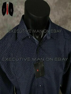 Mens Casual Shirt Patterns of Blues with Trim House of Lords Button Up - Image 1 of 4