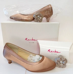 Rainbow Club Bridal Court Shoes Satin Pink UK Size 5 With Clip On Flowers - Picture 1 of 14