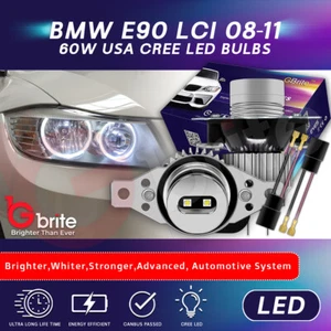 BMW E90 LCI ANGEL EYE MARKER LED 6000K WHITE 60W 3 SERIES Halo Ring A20 - Picture 1 of 8