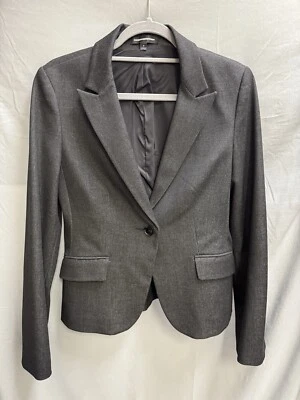 Blazer Express Manga Longa Cinza Tamanho 8 Terno de Trabalho Carreira Top Jaqueta Botão Único - Imagem 1 de 4
