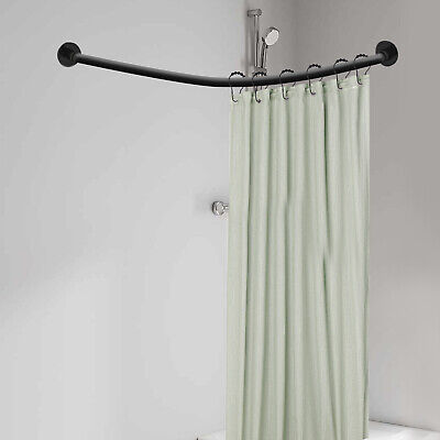 Ausziehbar Duschvorhang Stange L-Form Schwarz Duschvorhangstange Für Dusche NEU • 41.34€