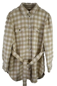 & OTHER STORIES Abrigo Sobrecamisa Rafanelli Beige Talla Eur 32 Mujer Lana a Cuadros - Imagen 1 de 9