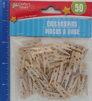 Pinzas para ropa miniatura de madera de 1 pulgada cargadas con resorte de 50 quilates/paquete Foto 1 de 3