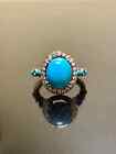 Vintage 2Ct Oval Cut Simulated Turquoise Women's Wedding Ring 14k Rose Gold Over
