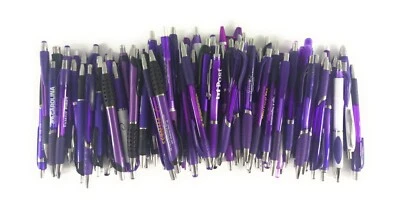 MISPRINTS 100ct Mixed Lot Misprint Retractable Click Pens: PURPLE/ VIOLET/ LAVENDER/ PLUM