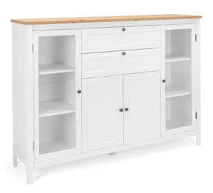 Highboard Landhausl Sidebaord Anrichte Kommode Vitrine Buffetschrank weiß Eiche - Bild 1 von 5