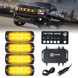 Xprite 4pcs LED Grille Side Marker Strobe Lights Kit Amber w/ Control Box - Picture 1 of 7