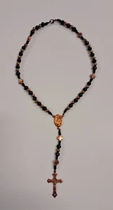 ROSARIO COLLANA IN LEGNO E METALLO BRONZATO DI PRODUZIONE ARTIGIANALE ITALIANA - Imagen 1 de 4