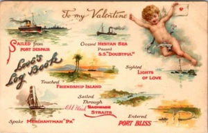 TO MY VALENTINE - LOVE'S LOG BOOK - 1911 HOLIDAY GREETING POSTCARD - Imagen 1 de 2