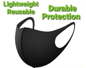 Washable Reusable Dust Pollution Black Face Masks - Picture 1 of 4