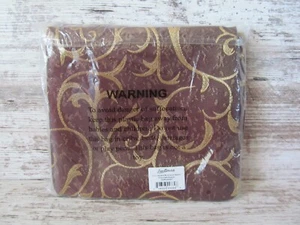New LINEN TABLECLOTH 20" Jaquard Scrollwork CHOCOLATE NAPKIN  4-Pack Brown Gold - Afbeelding 1 van 9