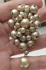 VINTAGE SILVER DRESS FUR CLIP FAUX PEARLS RHINESTONES SIGNED CASTLECLIFF AS IS