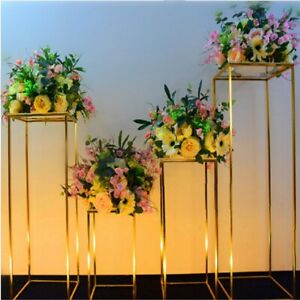 60/80/100cm Geometric Flower Stand Metal Wedding Pedestal Acrylic Display Plinth