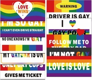 Paquete de 10 calcomanías magnéticas para parachoques arco iris, divertidas pegatinas de coche orgullo gay para vehículo - Imagen 1 de 9