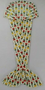MERMAID TAIL BLANKET 56IN ADULT LARGE POLAR FLEECE RED YELLOW TULIP FLORAL PTTRN - Picture 1 of 12
