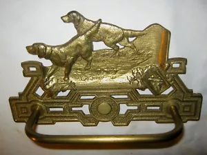 ANTIQUE CJO JUDD CAST IRON DOG SCULPTURE BATH WALL TOWEL PAPER ART RACK HOLDER - Picture 1 of 6