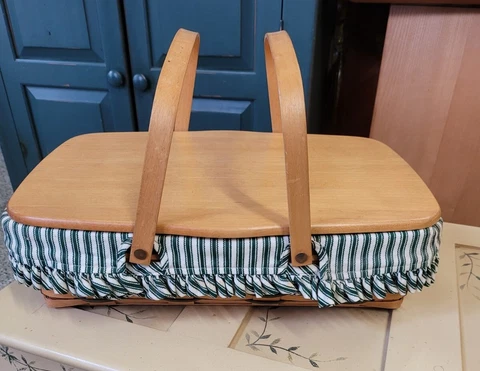 Longaberger Sweetheart 1997 Gourmet Gathering Basket, Fabric, Protector, & Lid Cover