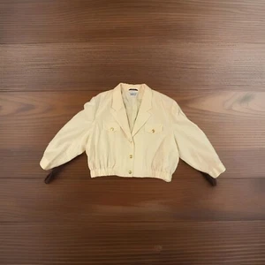 Vintage Kurzwolle Elfenbein Sakko Goldknöpfe Blassport 100% Schurwolle Gr. 22 - Bild 1 von 8