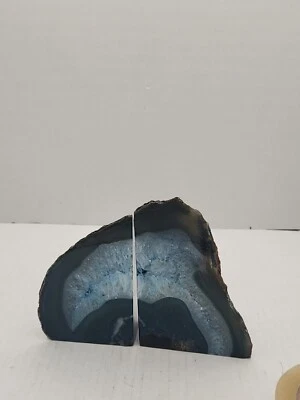 Huge Blue Agate Book End Rock 1/2 Of Whole Rock  - Image 1 of 4