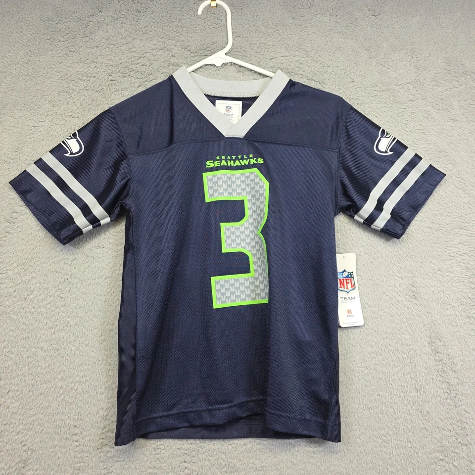 Camiseta Seattle Seahawks Juvenil M Azul #3 Russell Wilson NFL Fútbol Malla NUEVA Foto 1 de 4