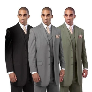 Men's Wool Feel suit Jacket With Fancy Vest four button by Milano Moda 5263V - Picture 1 of 7