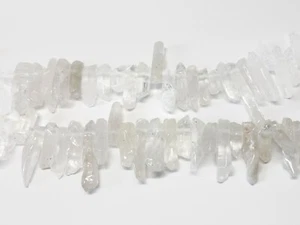 Natural Clear Crystal Point Sticks. Rough and Thick Druzy Quartz Beads. 7.5'' - Picture 1 of 7