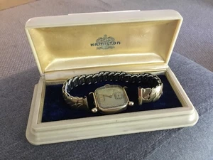 Vintage 1930s Hamilton 987A 17-Jewel 10K Gold Filled Armbanduhr W/Celluloid Case - Bild 1 von 15