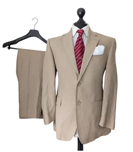 Men's RACING GREEN London Premium Beige LINEN 2 Piece Suit *FITS* 40S W30" L30" - Picture 1 of 13
