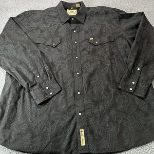 Camisa Vaquera Larry Mahan LMX-1330708 Para Hombres Paisley Perla A Presión Occidental Talla 4XL Gris - Imagen 1 de 11