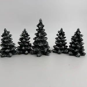 Vintage 1992 Mervyn’s Village Square Snow Flocked Christmas Trees Lot 5 Retired - Bild 1 von 12