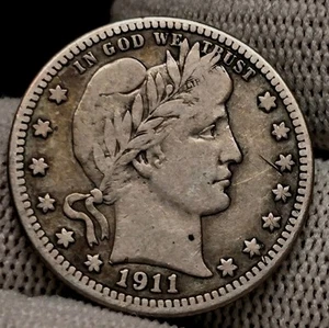 1911-S Barber Silver Quarter F/VF - Nice Album Filler - Picture 1 of 2